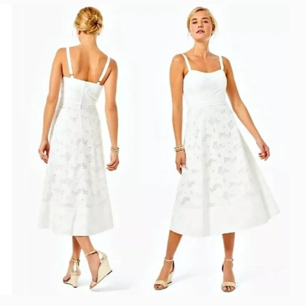 NWT Lilly Pulitzer Fawn Lace MIDI Dress White Size 0